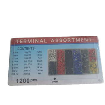 Komplet cijevnog tipa terminala za hladnu presu, kutijasto pakiranje, 1200 komada, ravno umetanje, za automobilsku električnu kabelu