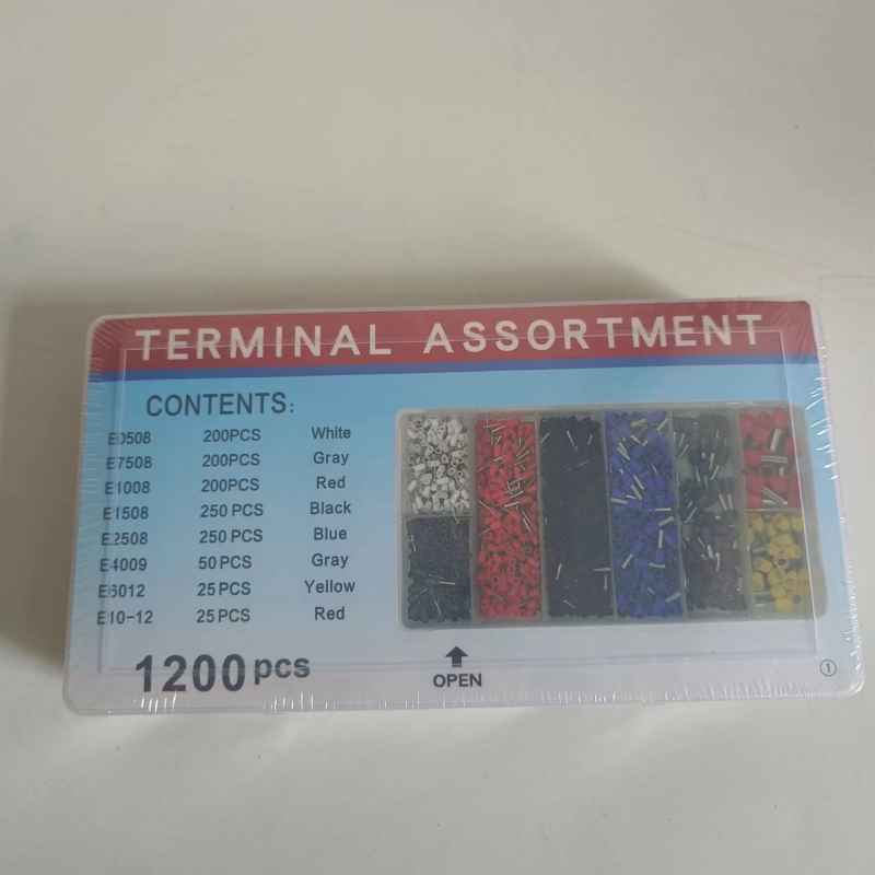 Komplet cijevnog tipa terminala za hladnu presu, kutijasto pakiranje, 1200 komada, ravno umetanje, za automobilsku električnu kabelu