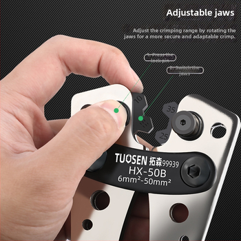 Tuosen HX-50B kabelių presavimo replės elektrininkams su varine nosimi, aukšto anglies plienas, svoris 1.07