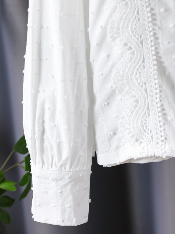 Bijela pamučna bluza-kardigan s dugim rukavima za djevojčice, preppy školski stil, za proljeće i jesen, veličine od srednjih do velikih.