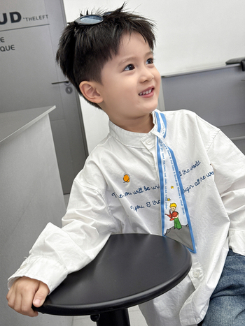 Cămașă pentru copii cu mâneci lungi, 80% bumbac, model litere, stil coreean, unisex, pentru copii 3–8 ani (100–140 cm), toamna 2025