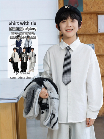 Detská košeľa s dlhým rukávom, 100% bavlna, jednofarebná (Autumn 2025)