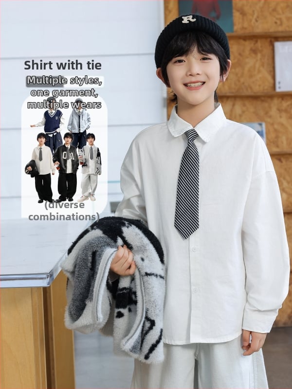 Detská košeľa s dlhým rukávom, 100% bavlna, jednofarebná (Autumn 2025)