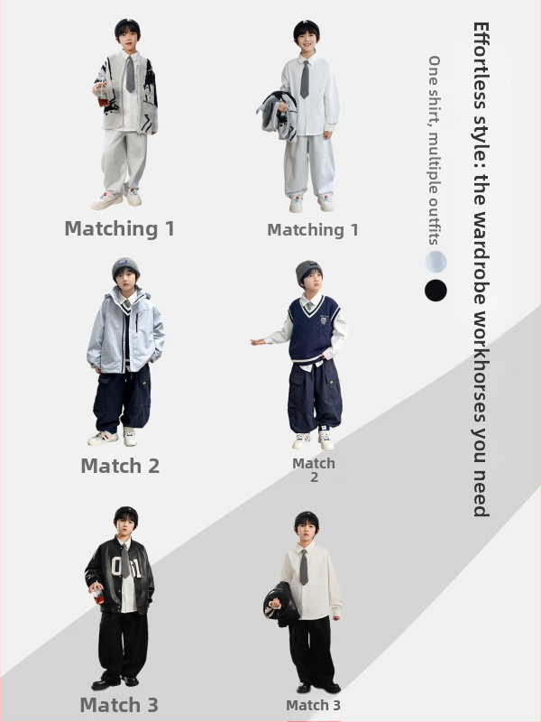 Detská košeľa s dlhým rukávom, 100% bavlna, jednofarebná (Autumn 2025)