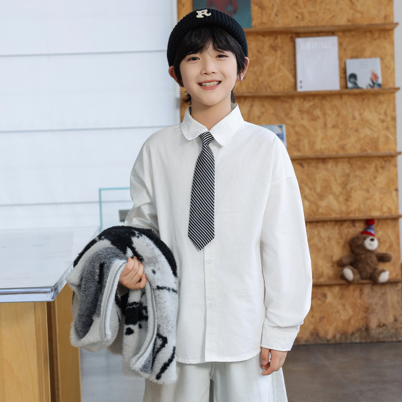 Detská košeľa s dlhým rukávom, 100% bavlna, jednofarebná (Autumn 2025)