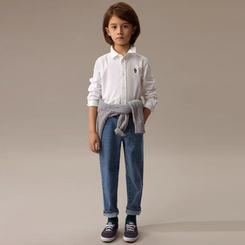 Dječja košulja za dječake, dugi rukav, 100% pamuk, korejski stil, za djecu 3-8 godina