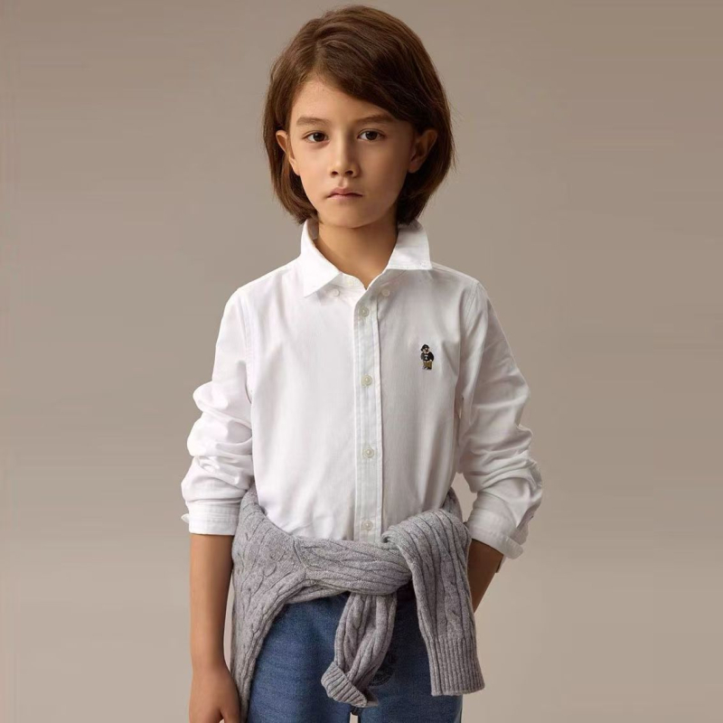 Dječja košulja za dječake, dugi rukav, 100% pamuk, korejski stil, za djecu 3-8 godina