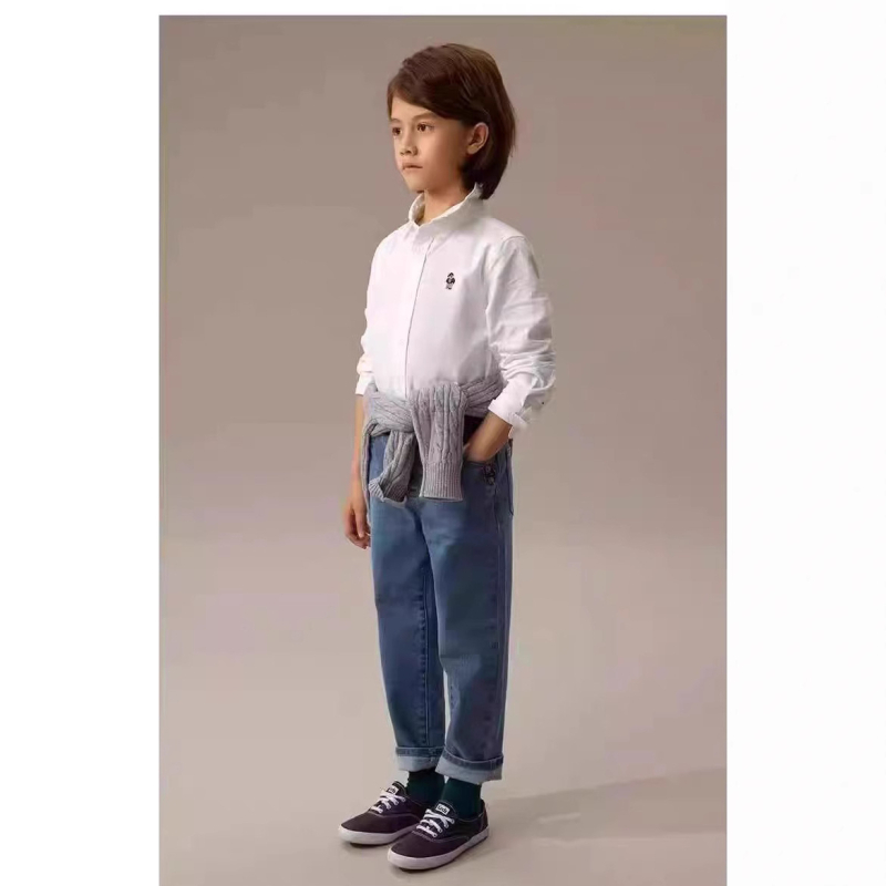 Dječja košulja za dječake, dugi rukav, 100% pamuk, korejski stil, za djecu 3-8 godina