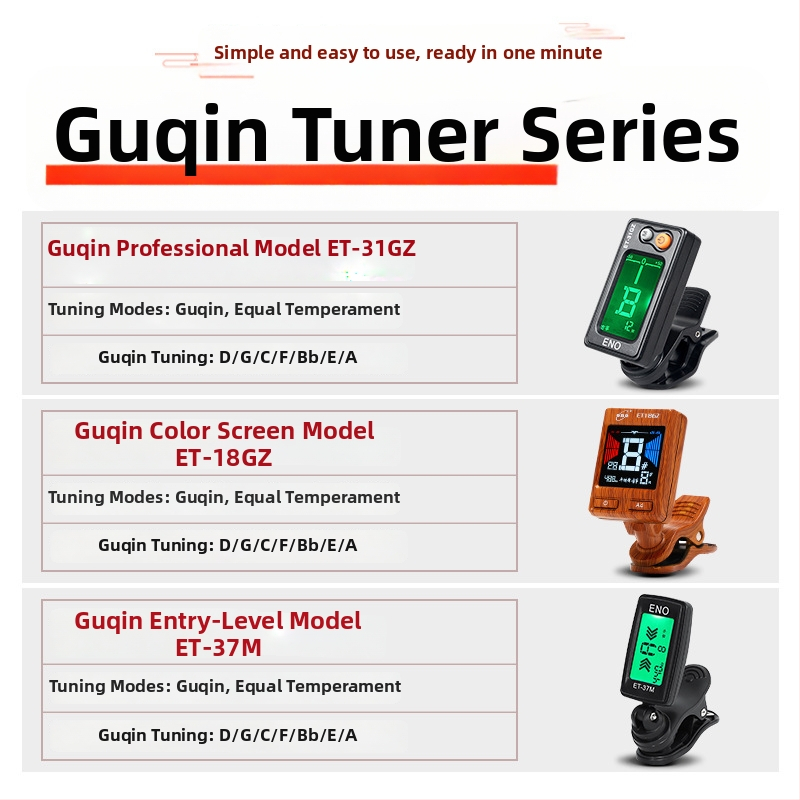 Guzheng tuneris – Modelis ET18GZ, Zīmols Eno, Materiāls: Plastika, Piemērots mūzikas instrumentiem, Elektronisks tuneris