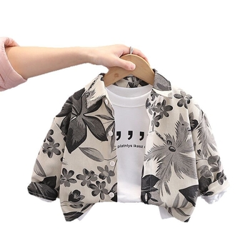 Dječja košulja s dugim rukavima, cvjetni print, ovratnik s reverom, 95% pamuk, korejski stil