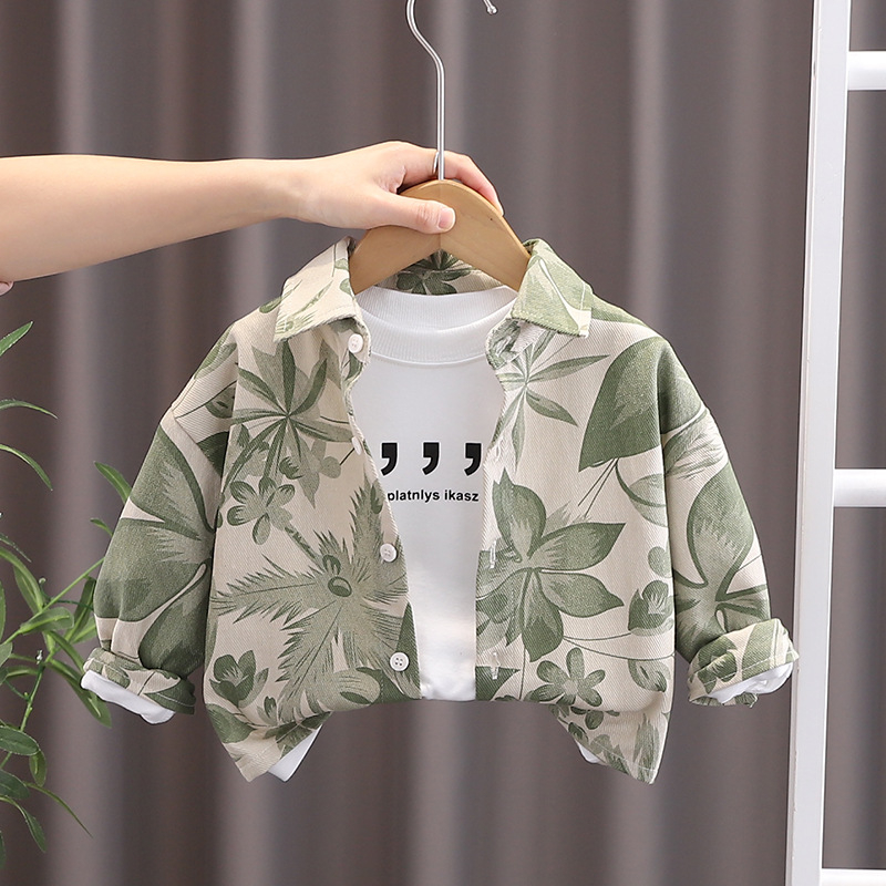 Dječja košulja s dugim rukavima, cvjetni print, ovratnik s reverom, 95% pamuk, korejski stil