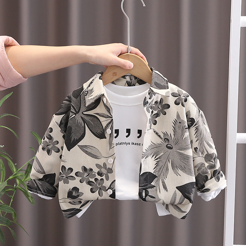 Dječja košulja s dugim rukavima, cvjetni print, ovratnik s reverom, 95% pamuk, korejski stil