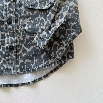 Dječja košulja s leopard uzorkom, korejski stil, dugih rukava, 95% pamuk, jesen 2025