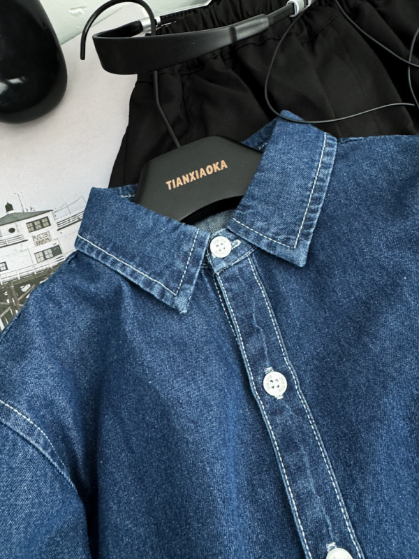 Dječja košulja - Unisex, Korejski stil, ovratnik s reverom, dugi rukav, jednobojni uzorak, pamuk 60%, jesen 2025