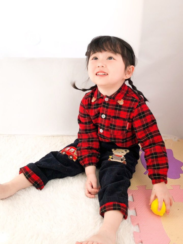 Gyerekeknek készült ing, 95% pamut, medvefej karikatúra hímzés, tavasz–ősz szezon, 3–8 éveseknek