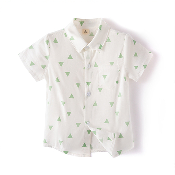 Gyerekeknek készült ing, koreai stílusú gallérral, rövid ujjú, 95% pamut, 3–8 éveseknek