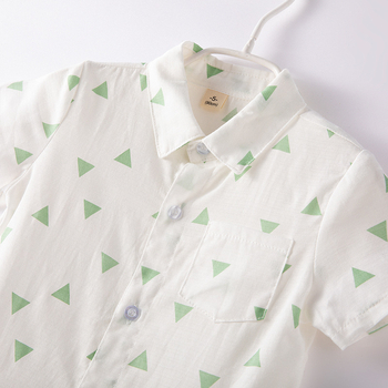 Gyerekeknek készült ing, koreai stílusú gallérral, rövid ujjú, 95% pamut, 3–8 éveseknek