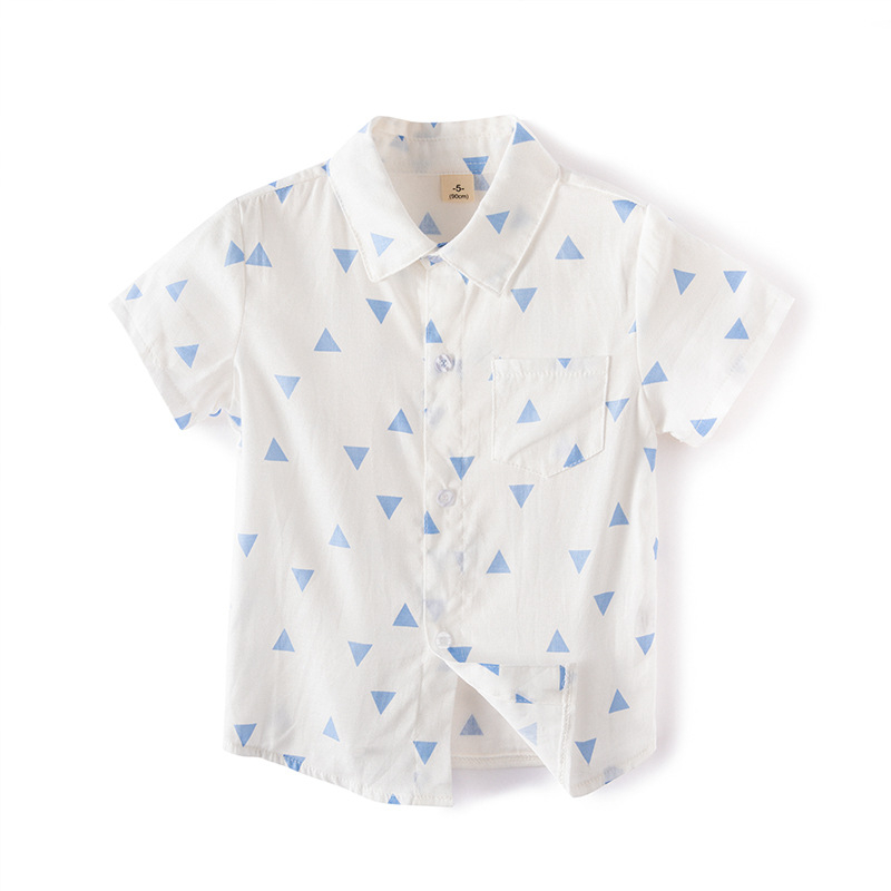 Gyerekeknek készült ing, koreai stílusú gallérral, rövid ujjú, 95% pamut, 3–8 éveseknek