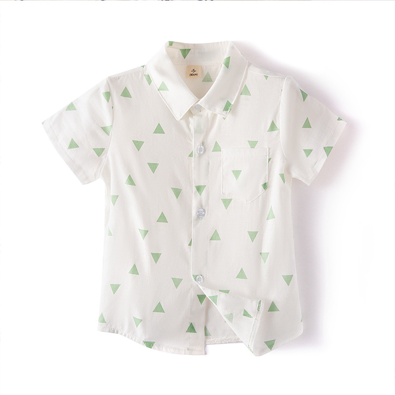 Gyerekeknek készült ing, koreai stílusú gallérral, rövid ujjú, 95% pamut, 3–8 éveseknek