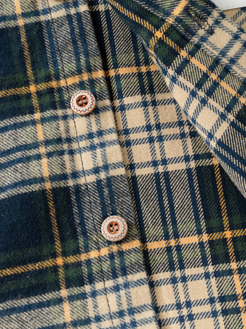 Fiúknak készült pamutból készült kefés ing, kockás mintával, hosszú ujjú, 3-8 éveseknek