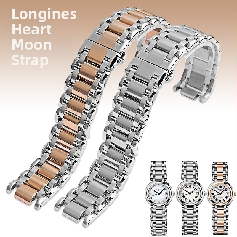 Nerezový oceľový remienok na hodinky pre Longines Heart Moon, séria L8, 16–18 mm