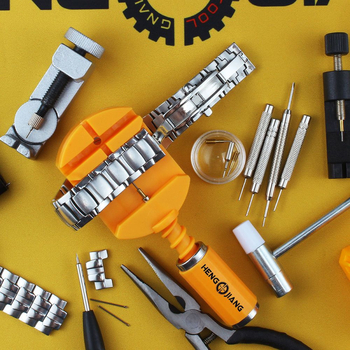 Pulksteņa remonta komplekts ar siksnas noņemšanas instrumentu, ķēdes griezēju un tērauda siksnas regulētāja uzstādīšanu