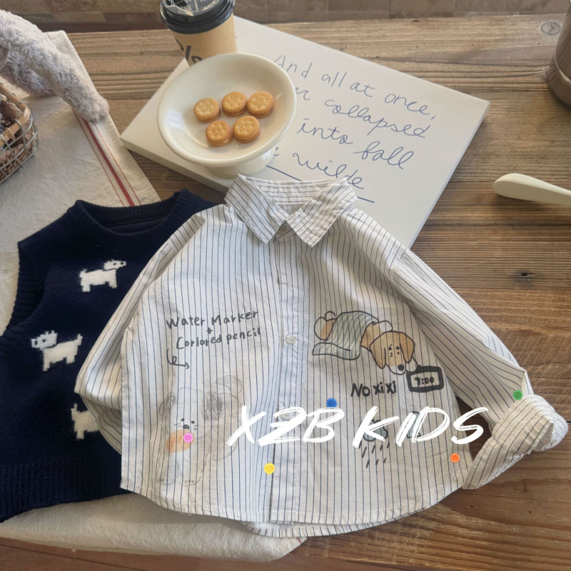 Dječja košulja - unisex, dugi rukavi, korejski stil, 90% pamuk