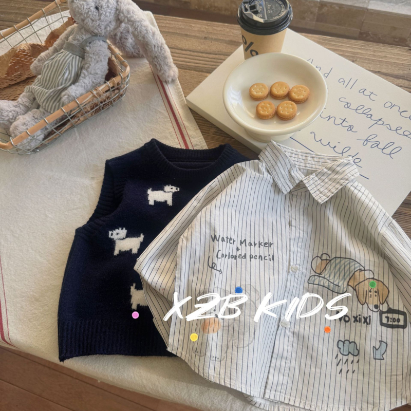 Dječja košulja - unisex, dugi rukavi, korejski stil, 90% pamuk