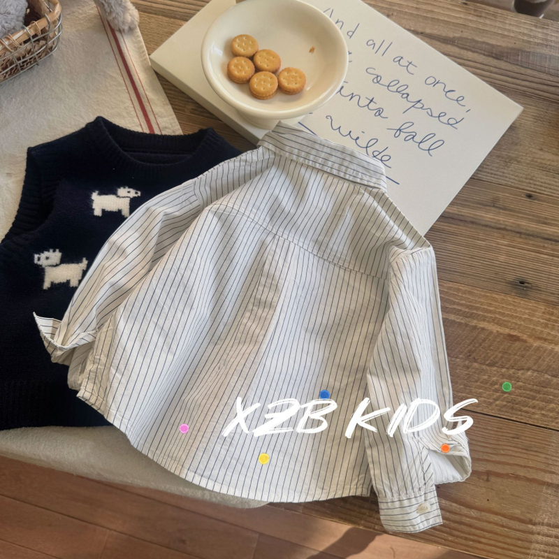 Dječja košulja - unisex, dugi rukavi, korejski stil, 90% pamuk
