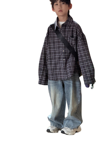 Dječja karirana košulja s dugim rukavima, unisex, pamuk, korejski stil, za djecu 3–8 godina, proljeće i jesen