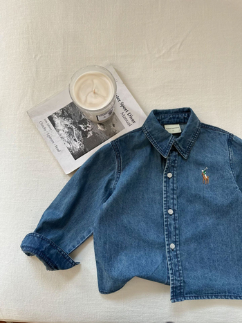 Dječja denim košulja u korejskom stilu, dugi rukavi, košulja s reverom, pamuk 80%, Avatar uzorak, za djecu 3–8 godina, proljeće/jesen