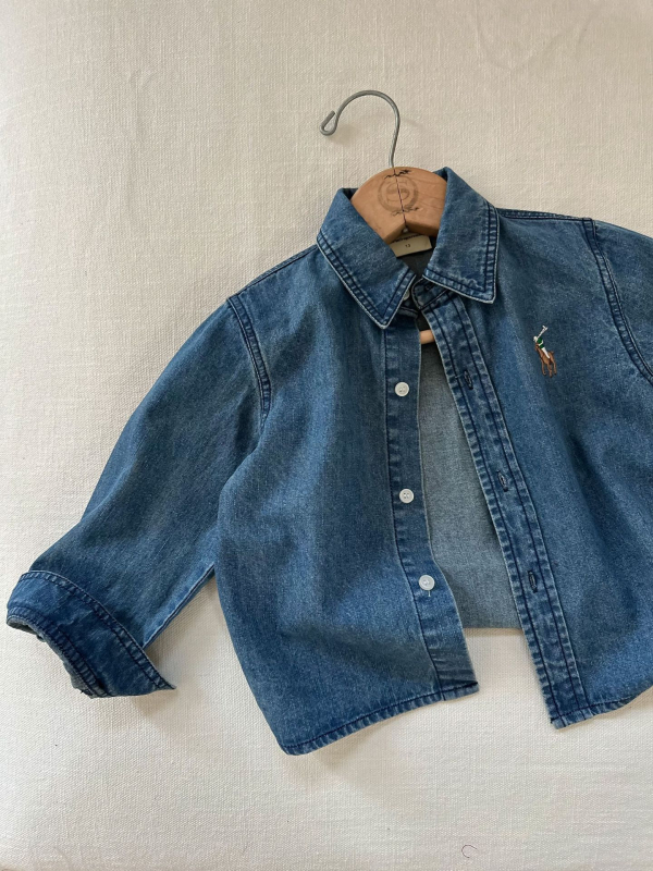 Dječja denim košulja u korejskom stilu, dugi rukavi, košulja s reverom, pamuk 80%, Avatar uzorak, za djecu 3–8 godina, proljeće/jesen