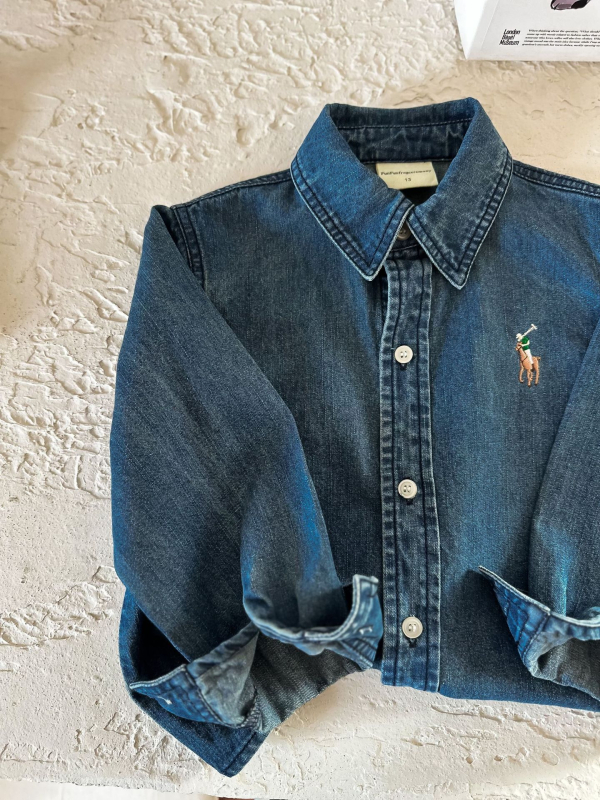 Dječja denim košulja u korejskom stilu, dugi rukavi, košulja s reverom, pamuk 80%, Avatar uzorak, za djecu 3–8 godina, proljeće/jesen