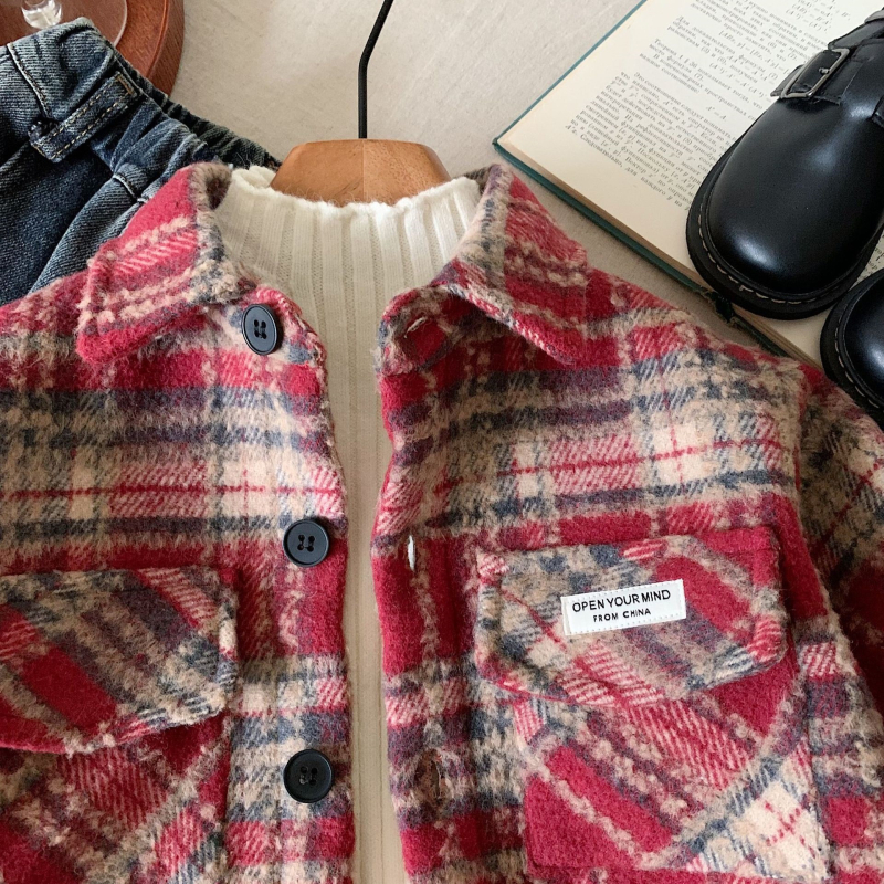 Dječja karirana košulja za zimu, unisex, uzrast 3–8 godina, dugi rukav, poliester 70% / pamuk 30%