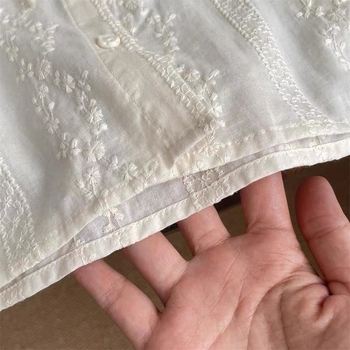 Csipkés gallérral, hosszú ujjú pamut felső, japán/koreai stílus