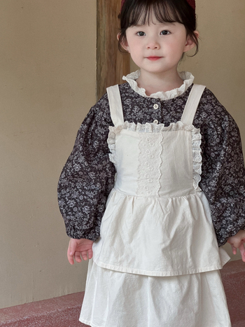 Dječja košulja, korejski stil, cvjetni uzorak, stojeći ovratnik, 100% pamuk
