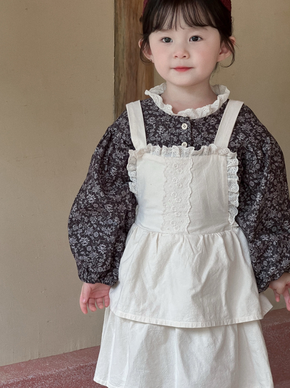 Dječja košulja, korejski stil, cvjetni uzorak, stojeći ovratnik, 100% pamuk
