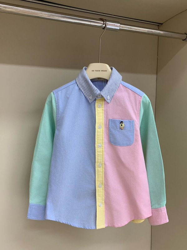 Dječja košulja s dugim rukavima, 100% pamuk, ovratnik lapel, uzrast 3–8 godina