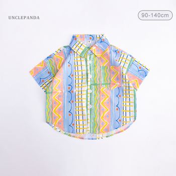 Dječja košulja s cvjetnim uzorkom, kratkih rukava, 100% pamuk, korejski stil, rever ovratnik