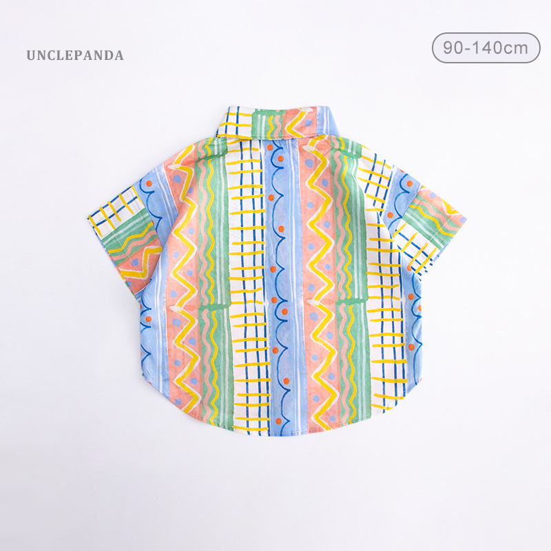 Dječja košulja s cvjetnim uzorkom, kratkih rukava, 100% pamuk, korejski stil, rever ovratnik