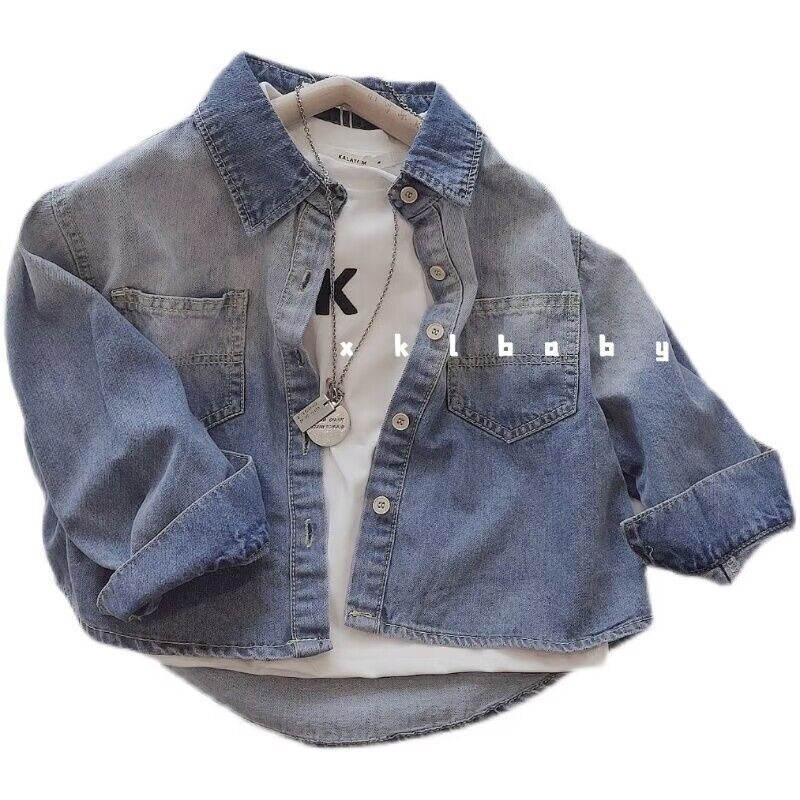 Dječja denim košulja s gradijentnim uzorkom