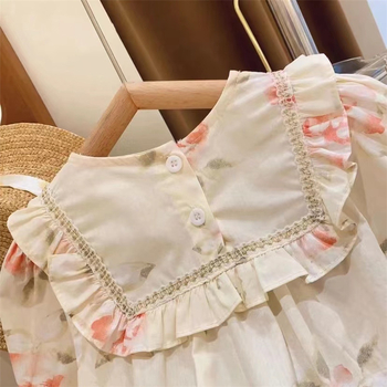 Dječja bluza za djevojčice s volanima i cvjetnim uzorkom, korejski stil, dugi rukavi