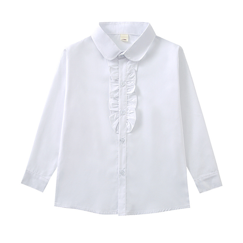 Košulja za djevojčice, školski stil, dugi rukav, pamuk, okrugli ovratnik