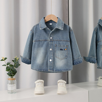 Cămașă de denim pentru băieți, stil coreean, bumbac 67,7%, toamnă 2025, vârste 3–8 ani