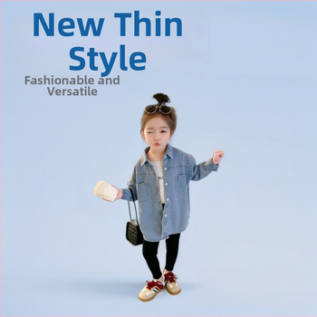 Mergaitės džinsinė striukė, Korėjos stiliaus, pavasaris–rudenis, vienos eilės užsegimas, UV apsauga, 100% pamušalas