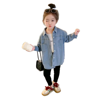 Geacă din denim pentru fete, stil coreean, primăvară și toamnă, închidere cu nasturi, protecție UV, căptușeală 100%
