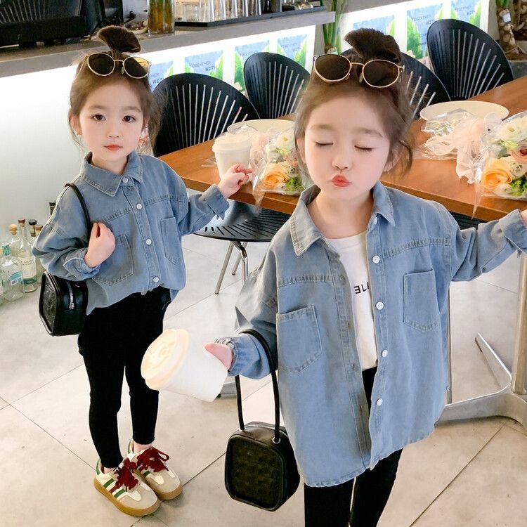 Geacă din denim pentru fete, stil coreean, primăvară și toamnă, închidere cu nasturi, protecție UV, căptușeală 100%