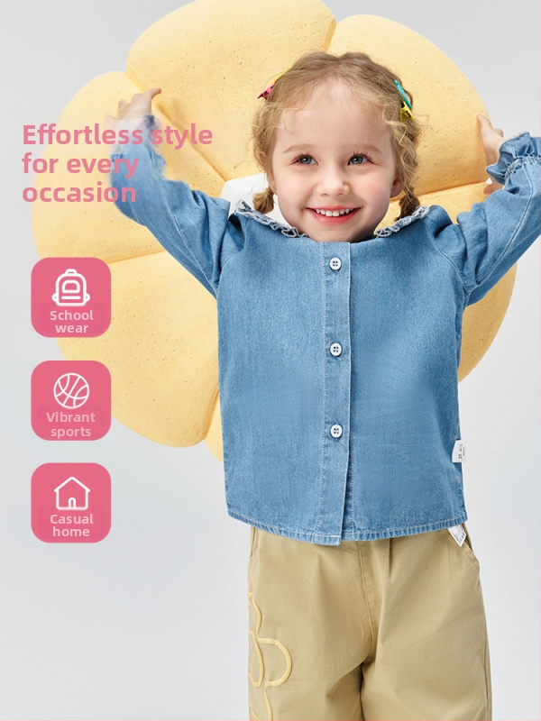 Meitenēm kokvilnas garām piedurknēm krekliņš - apaļš kakls, mīksts audums, vecums 3–8 gadi