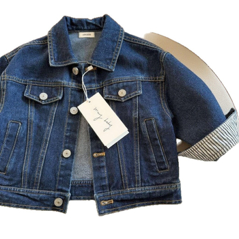 Jachetă de denim pentru copii, stil casual, închidere cu nasturi, denim cowboy, toamnă 2025