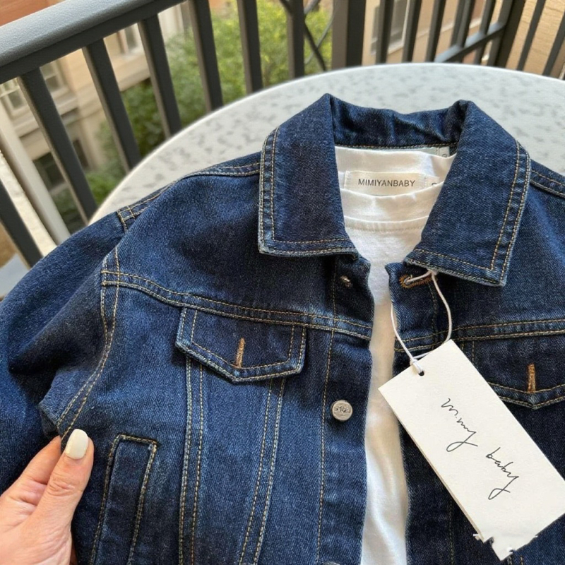 Jachetă de denim pentru copii, stil casual, închidere cu nasturi, denim cowboy, toamnă 2025